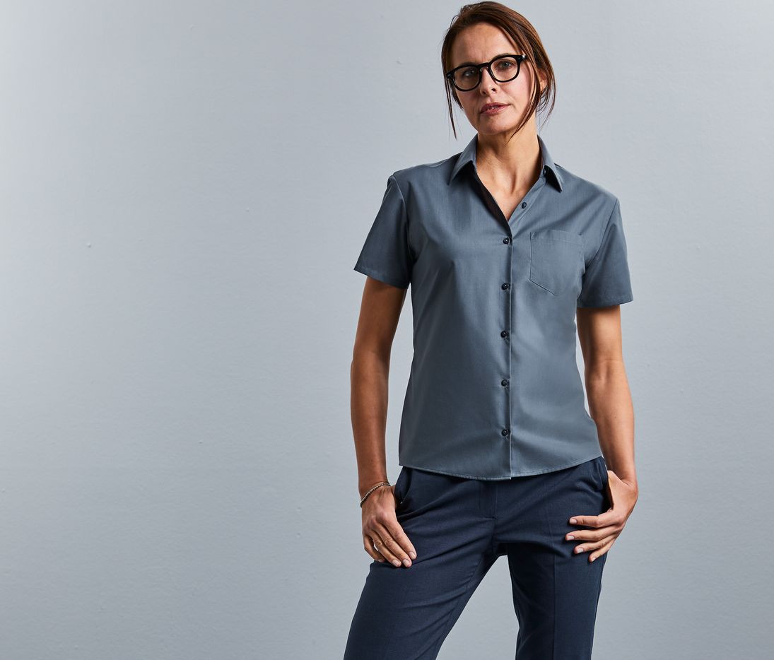 LADIES' SHORT SLEEVE CLASSIC POLYCOTTON POPLIN SHIRT