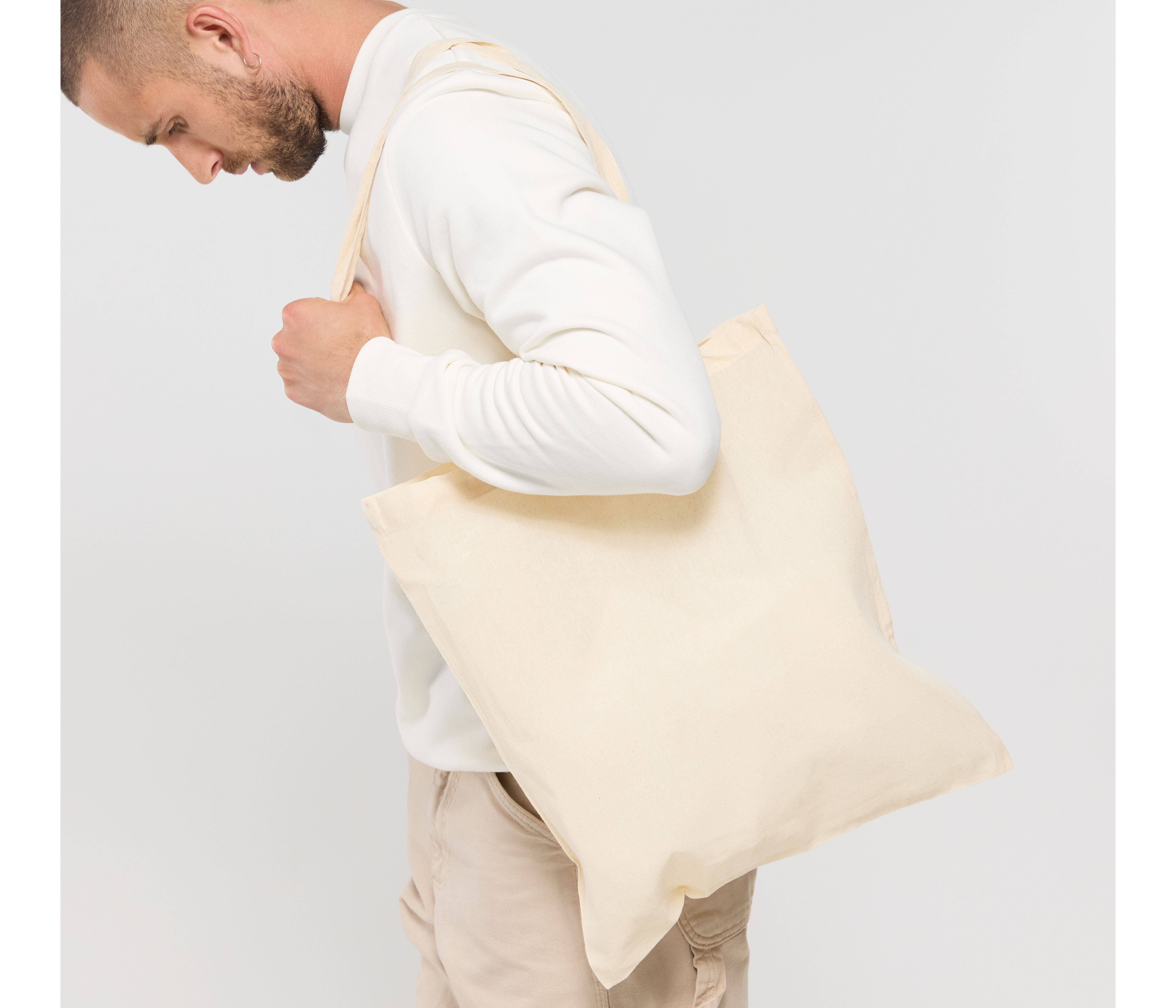 LONG HANDLE PROMO SHOPPER COTTON BAG