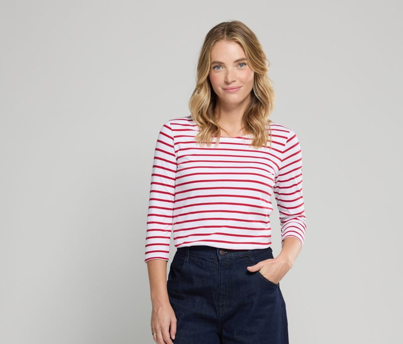 SHIRT IM MARINE-STIL 3/4 ARMELN "CAP COZ"