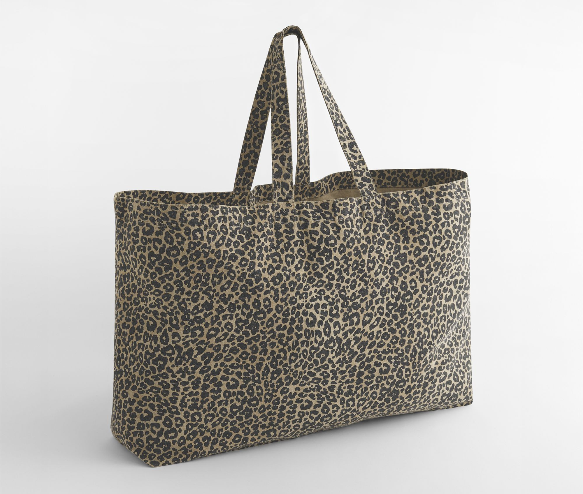 LEOPARD PRINT CANVAS OVERSIZED TOTE BAG