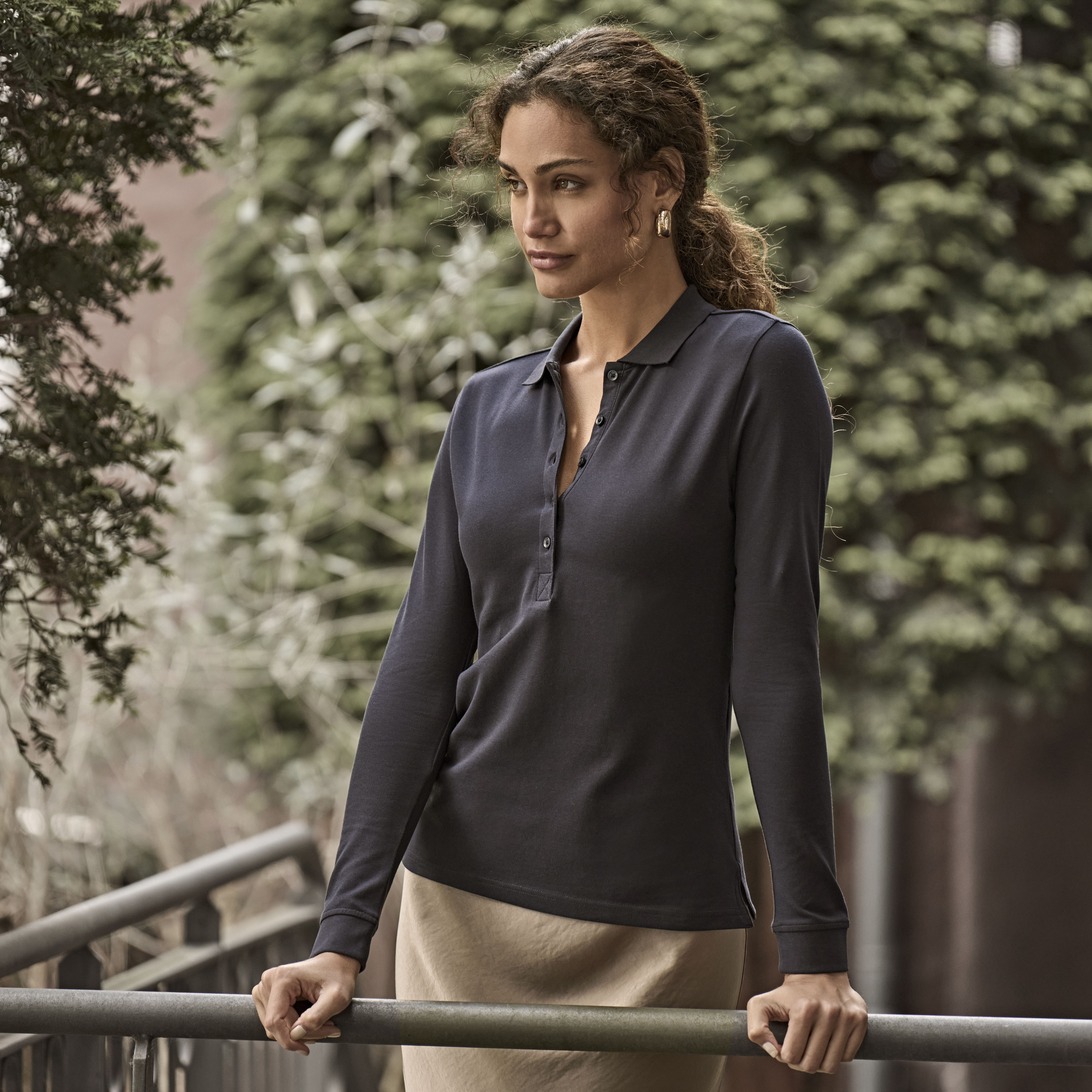 LADIES LUXURY STRETCH LONG SLEEVE POLO