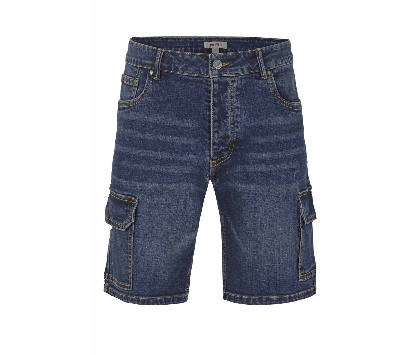 MULTI-POCKET STRETCH DENIM BERMUDA SHORTS