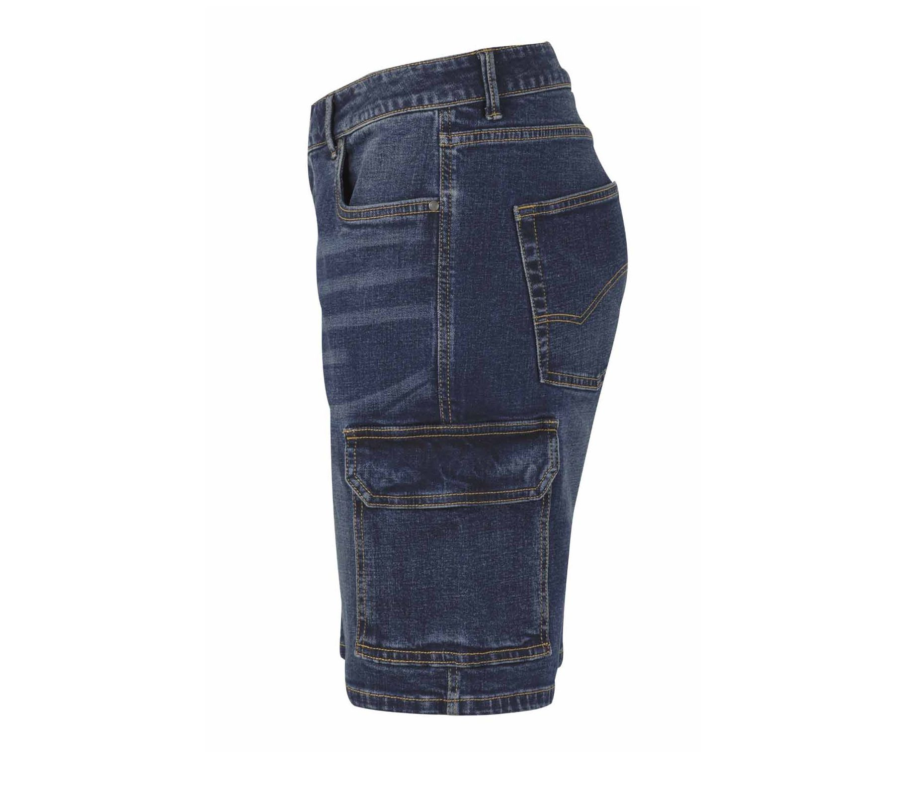 MULTI-POCKET STRETCH DENIM BERMUDA SHORTS