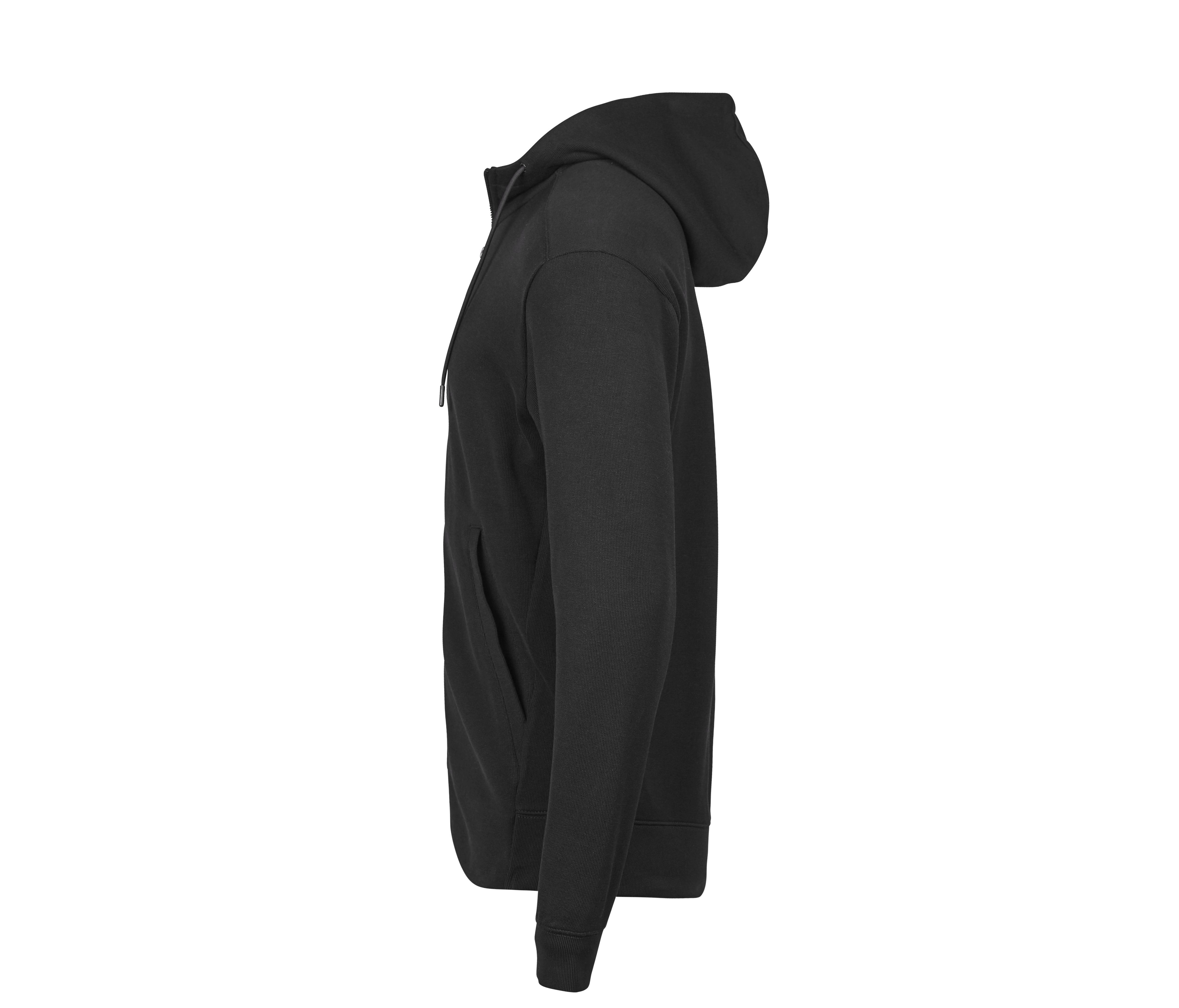 RIBBED INTERLOCK HOODED FULL ZIP
