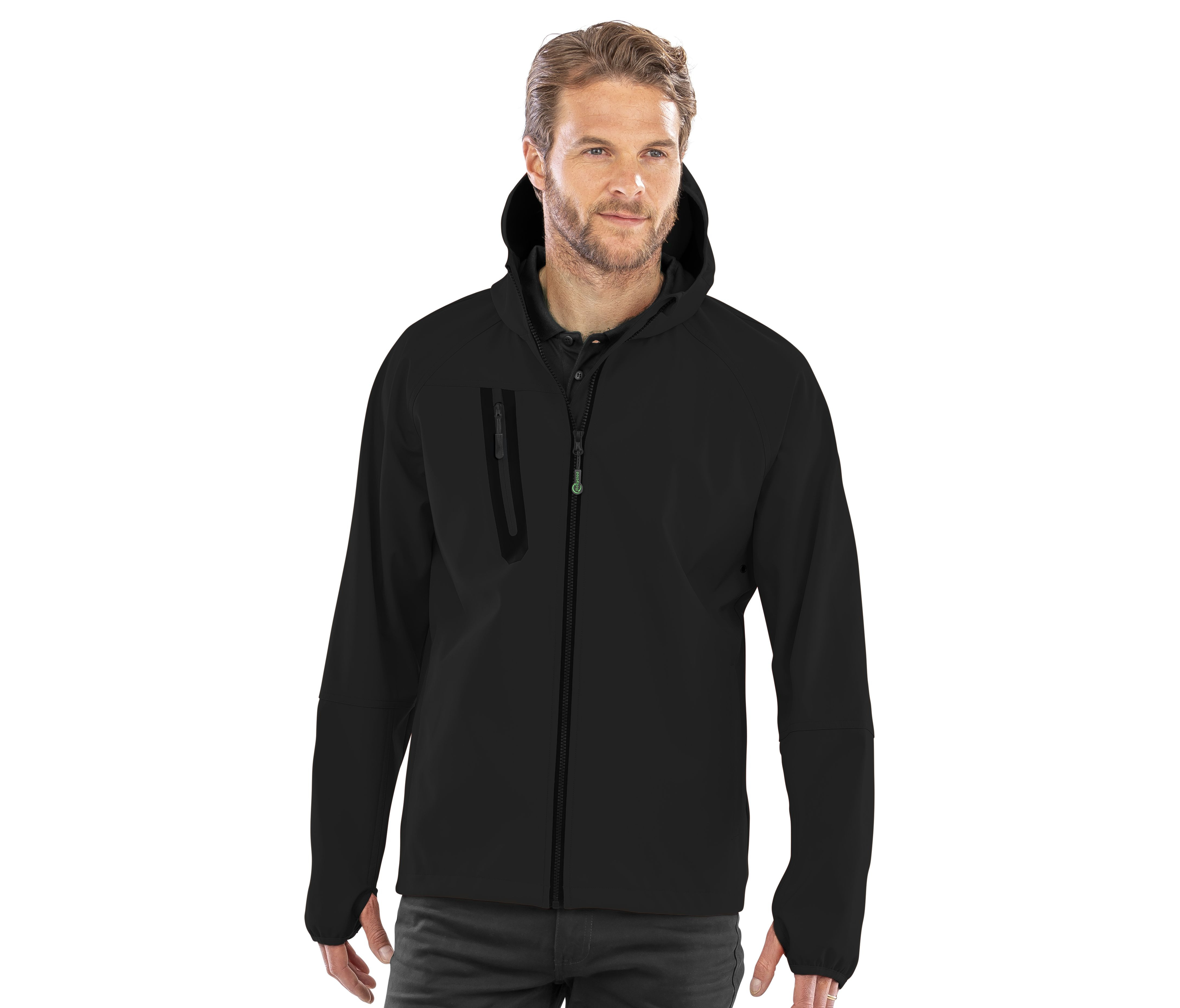 3-LAYER RECYCLED PRINTABLE CASUAL HOODED  SOFTSHELL