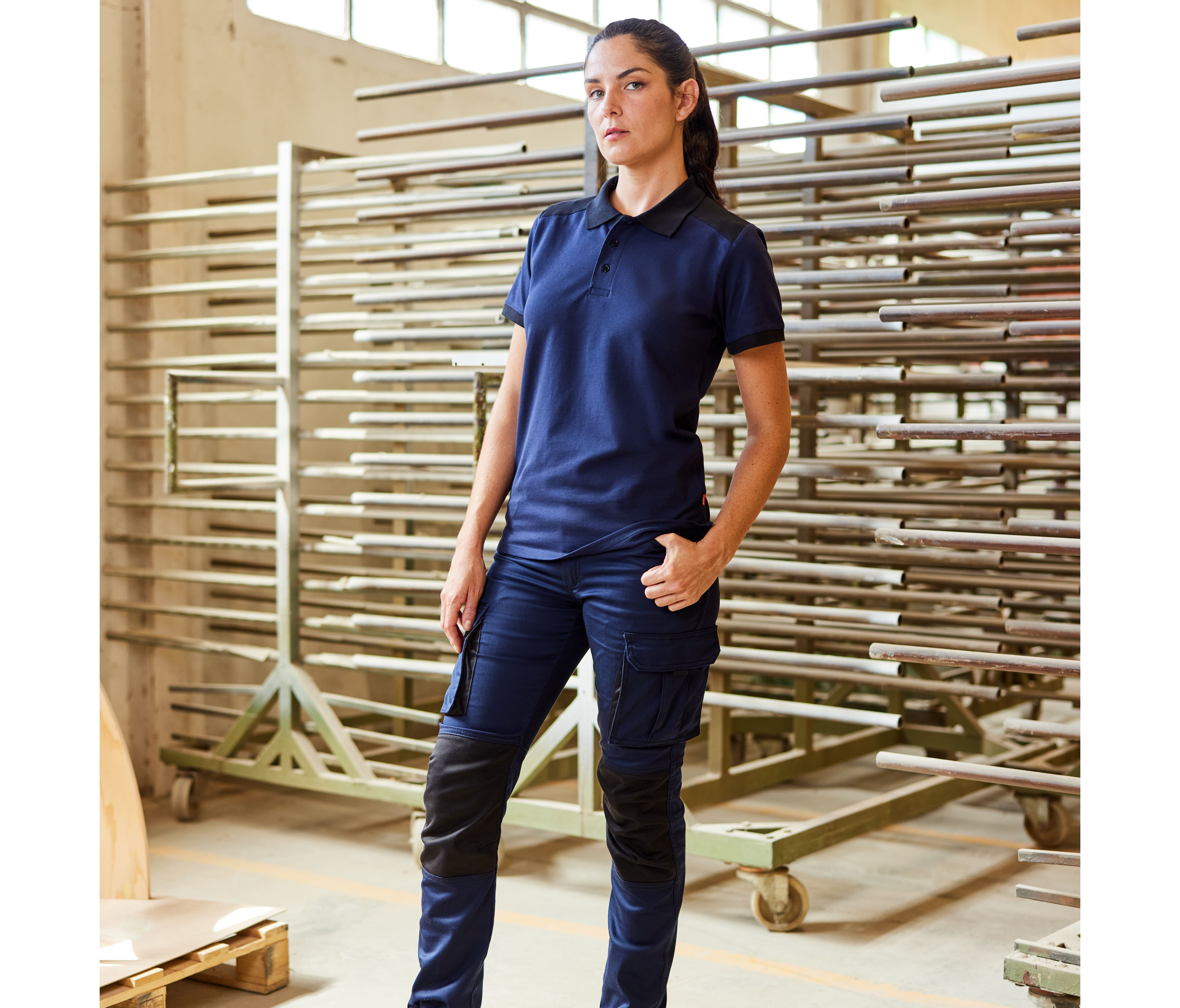 TWO-TONE STRETCH POLO SHIRT