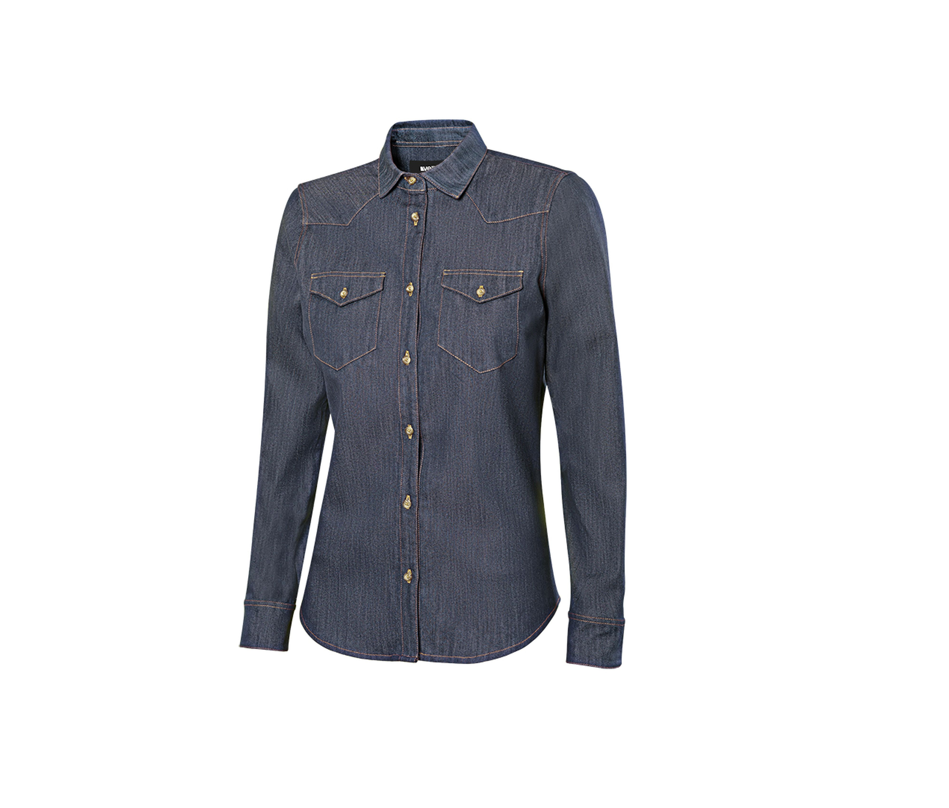 WOMEN'S LONG-SLEEVE STRETCH DENIM SHIRT